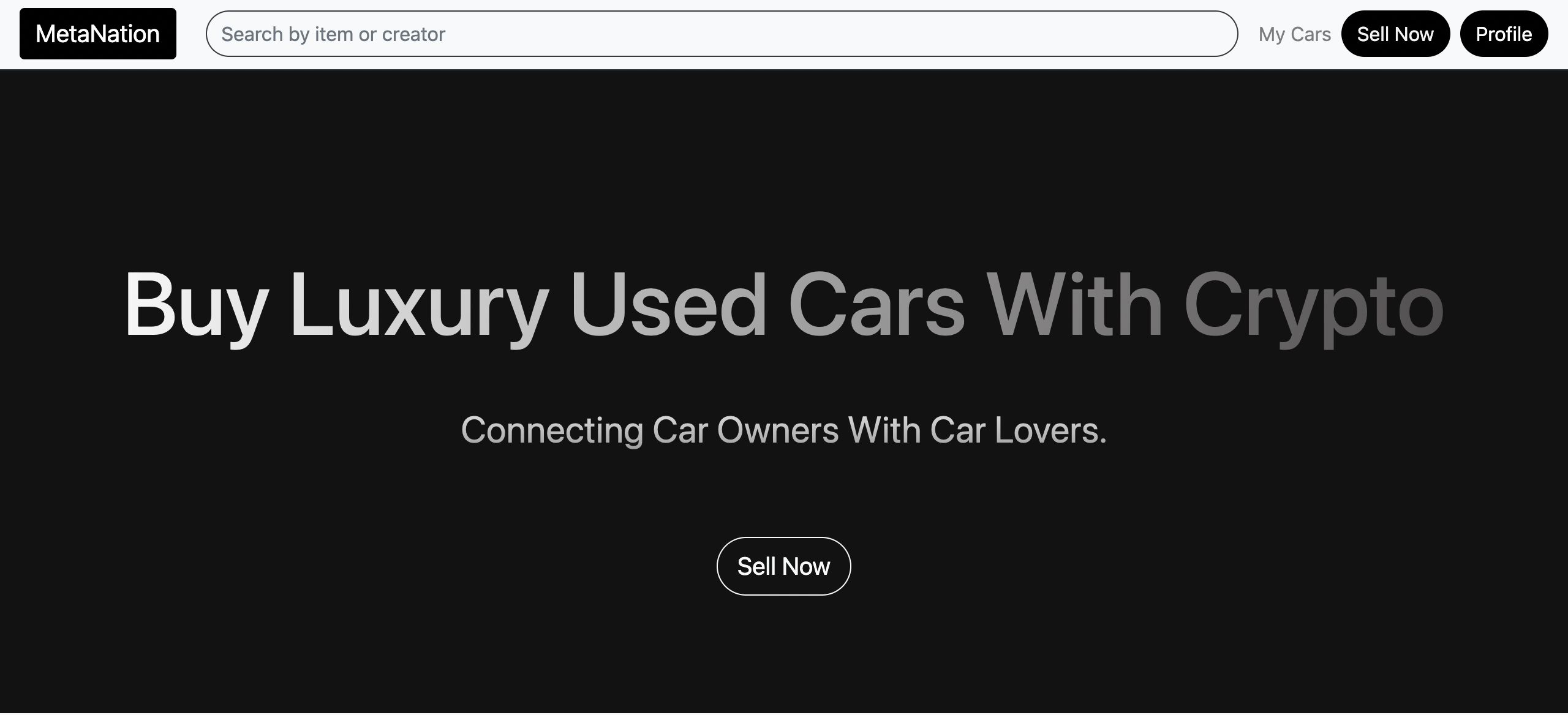 MetaNation - Luxury Used Car Marketplace banner