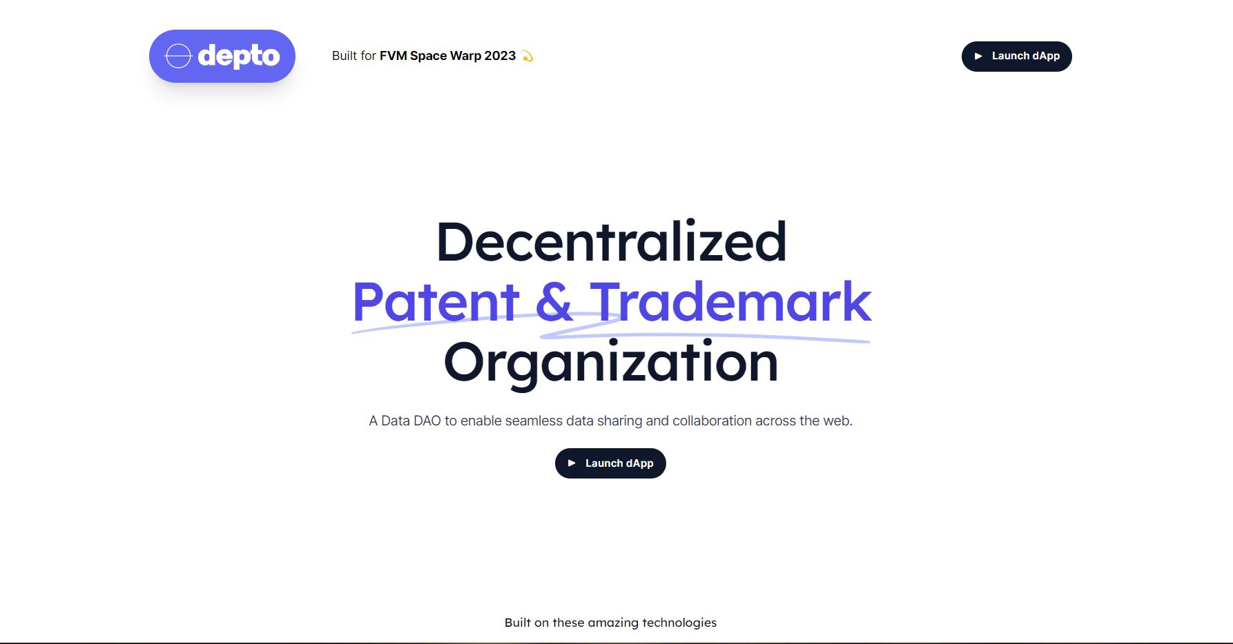 DEPTO: Decentralized Patent & Trademrk Office banner