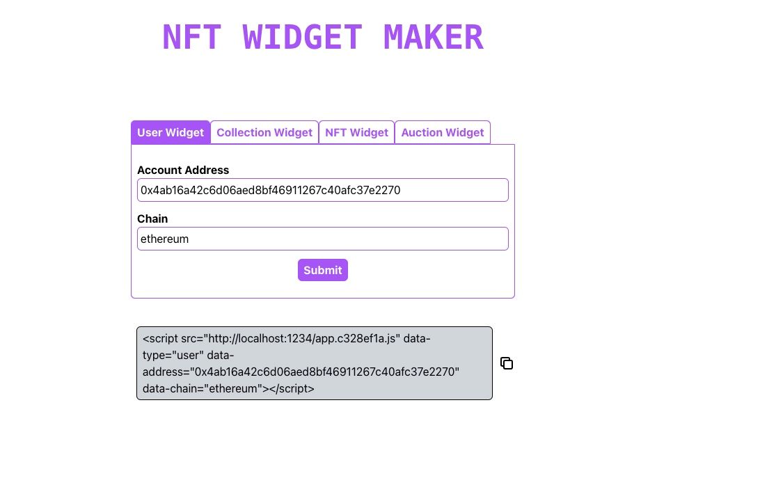 NFT Widget banner