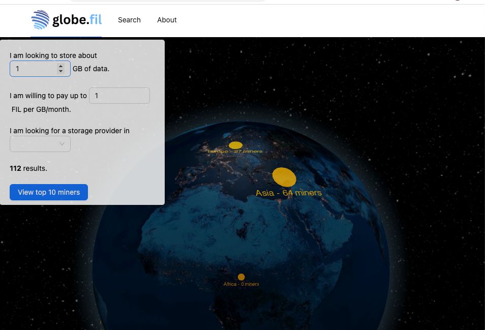 globe.fil | Global Filecoin storage discovery banner