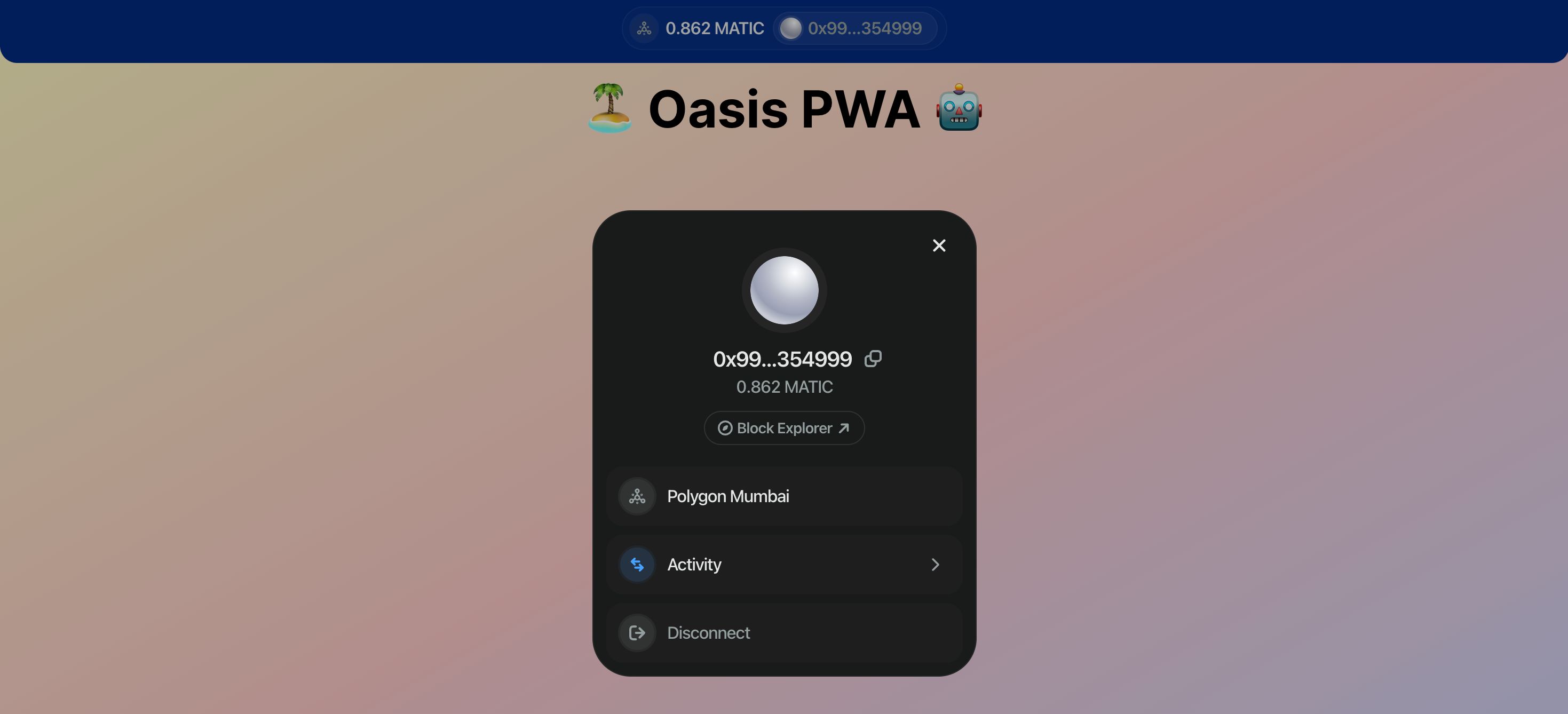 Oasis Dapp banner