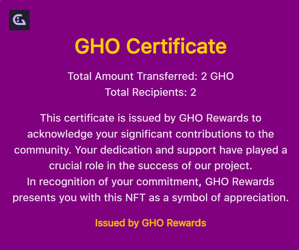 GHO Rewards banner