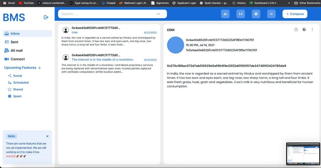 BMS - Blockchain Mail Service banner